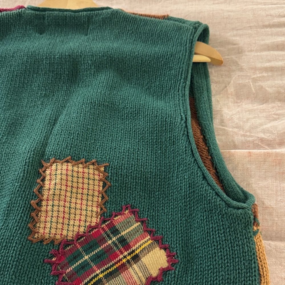 Sharon Young Multicolor Patchwork Quilt/Knit Vest - image 8